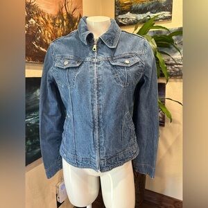EUC French Cuff Vintage jeans Jacket with front zip size S